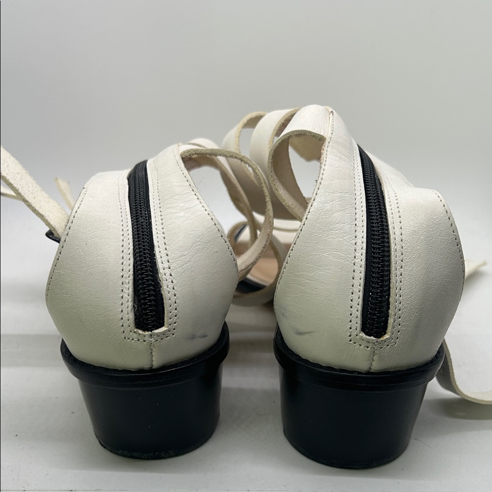 Loeffler Randall Cream Leather Zipper Open Toe Gladiator Sandals Shoes *Size 10* - Picture 6 of 10